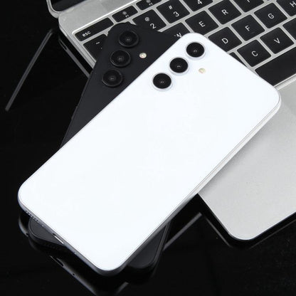White and black phone dummy display models with off screens and rear cameras