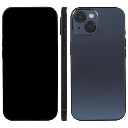 iPhone 15 dummy display model with black screen front and dark blue back