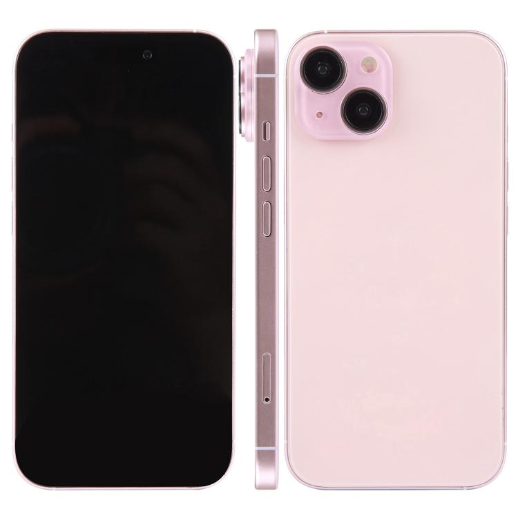 iPhone 15 dummy display model with black screen front and pink back