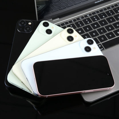 Set of iPhone 15 Plus dummy display phones with black screens in multiple colors