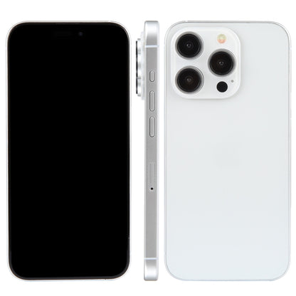 iPhone 15 Pro dummy display model with black front and white back, triple cameras