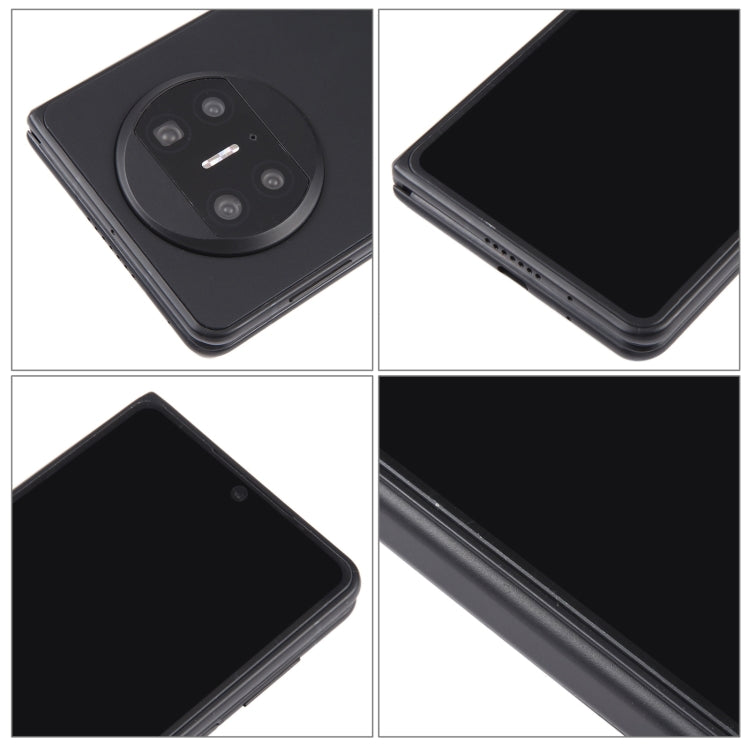 Black Huawei Mate X3 dummy display detail views: camera and screen close-up