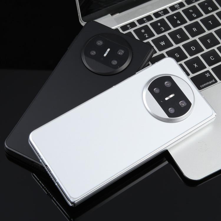 White Huawei Mate X3 dummy display phone, back camera module close-up