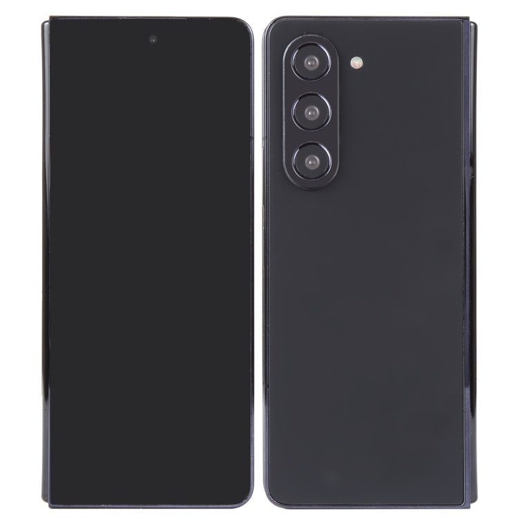 Black foldable phone dummy model, front and back with triple camera module