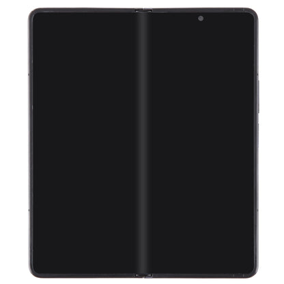 Black foldable phone dummy model, fully open with two dark display panels