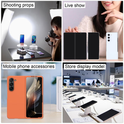 Foldable phone dummy display models shown in store-style setup with multiple units