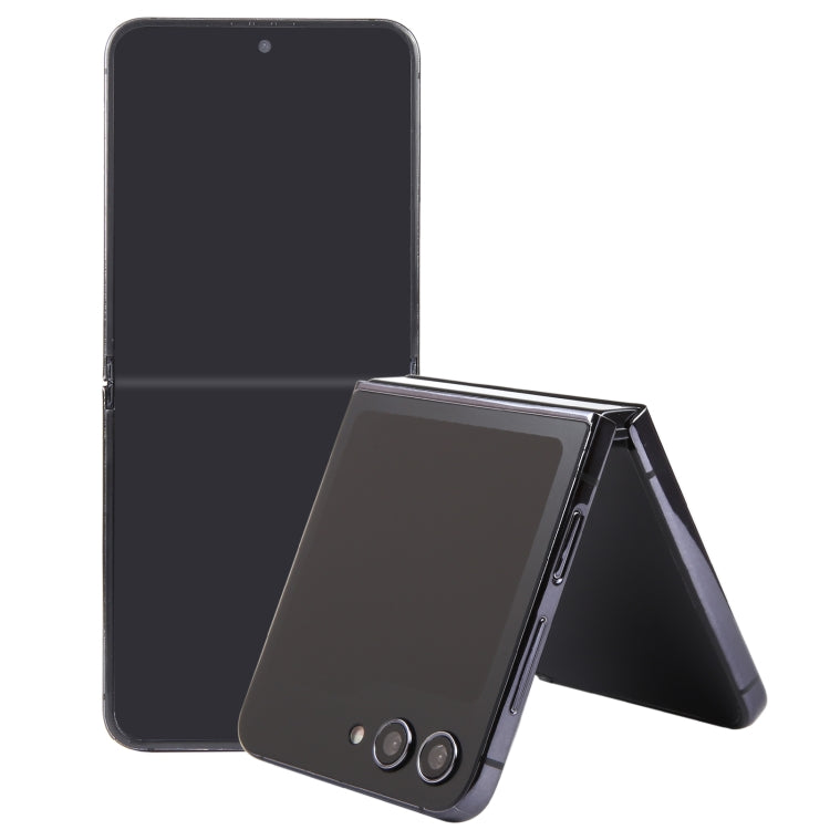 Black folding phone dummy display model with blank screens, front and back shown