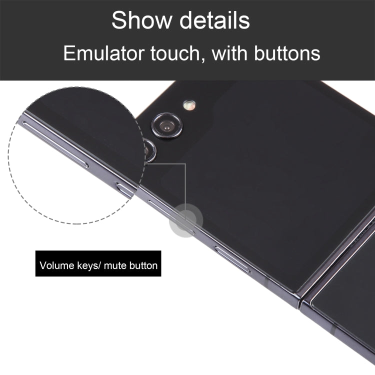 Black folding phone dummy display model with side keys and camera area, blank screen