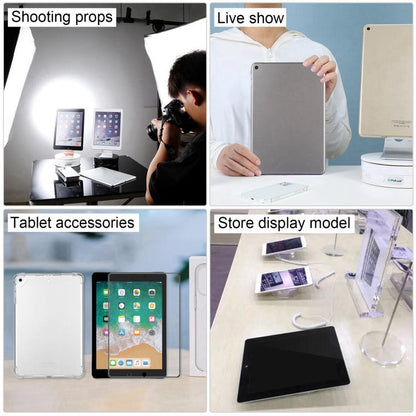 Tablet dummy display model set up as a store display with black screen