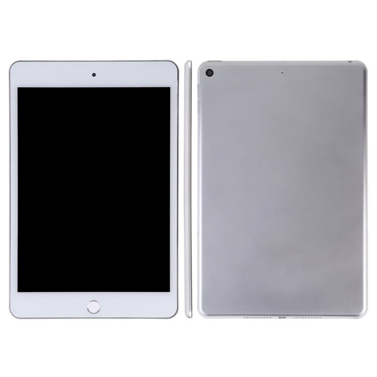 Tablet dummy display model with white frame, black screen, and gray back