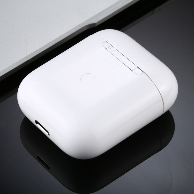 White AirPods-style charging case for dummy headphones with side ports