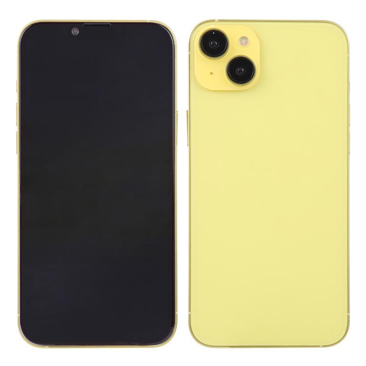 iPhone 14 dummy display phone, black front screen with yellow back