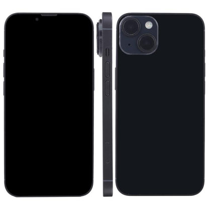 iPhone 14 Plus dummy display front and black back, dual rear cameras and side controls
