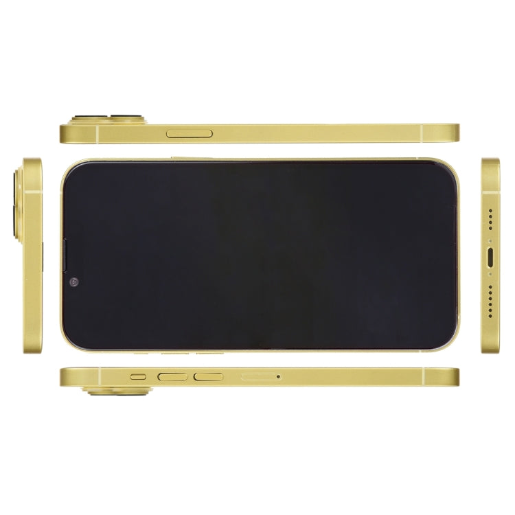 iPhone 14 Plus dummy display showing gold frame edges from front and back