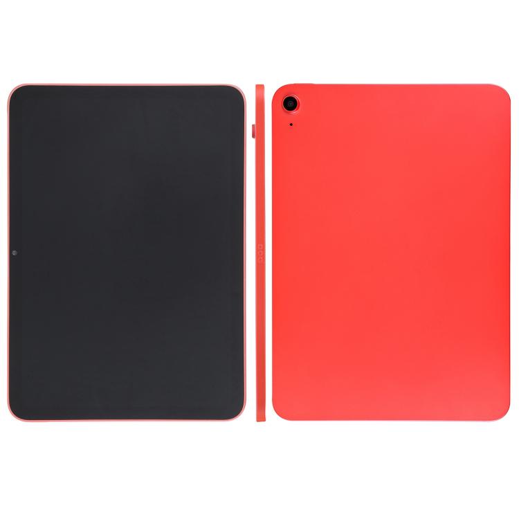 Tablet display model with black front screen and red rear case, front-and-back view