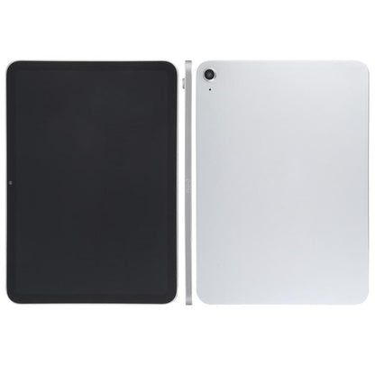 Tablet display model with black front screen and white rear case, back view