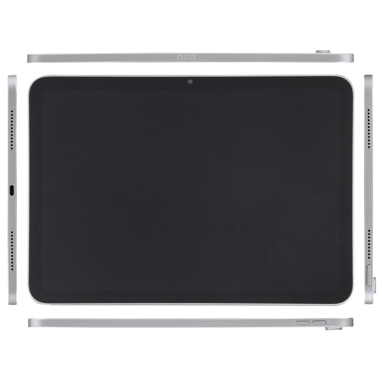 Tablet display model with black screen, showing thin silver sides from side view