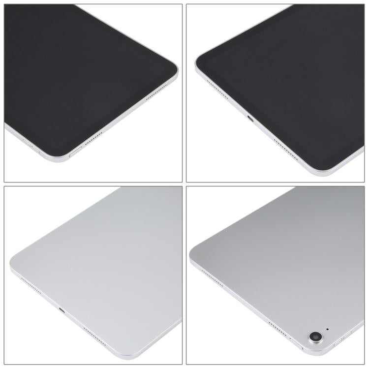 Tablet display model shown from corners with black front and white rear views
