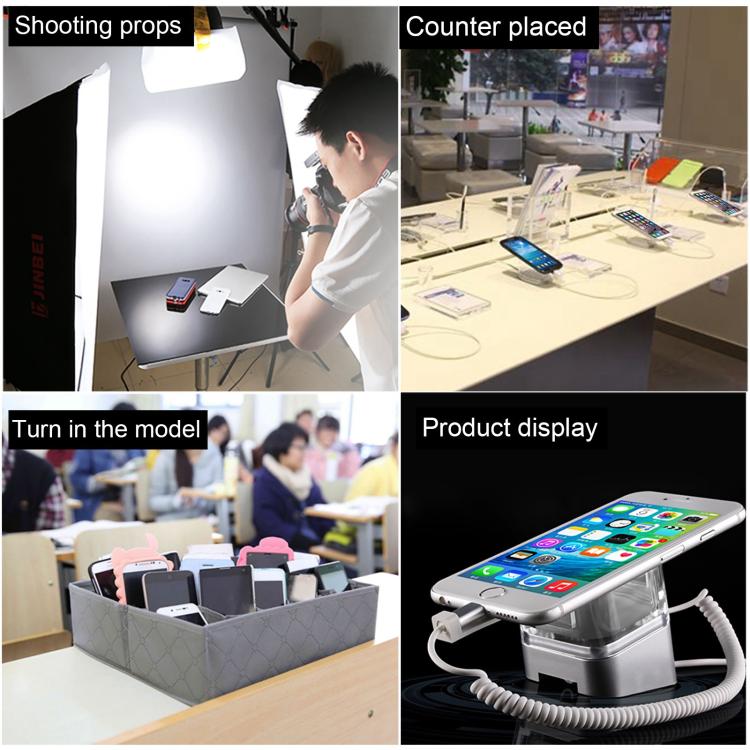 Tablet dummy display model on a stand with black screen visible