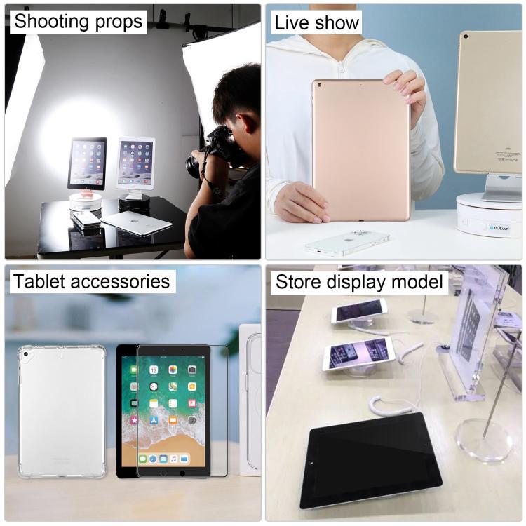 Tablet display dummy setup with tablets on a tabletop for store display