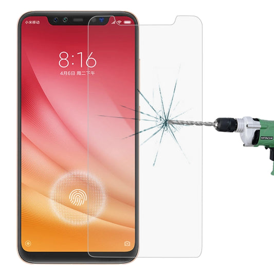 Tempered glass screen protector for Xiaomi Mi 8 Pro, shown applying to phone screen