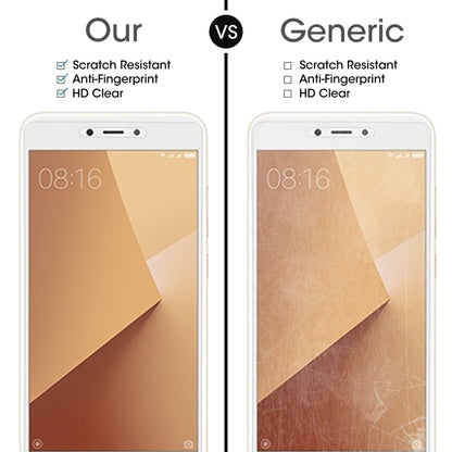 Scratch-resistant HD tempered glass screen protector, shown vs generic