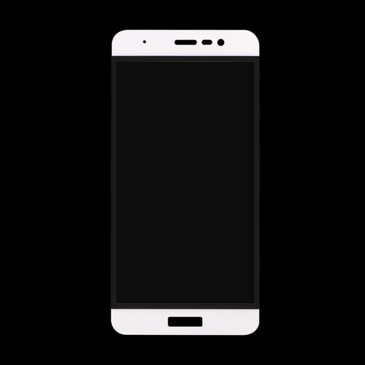 White tempered glass screen protector for phone front, smooth glossy black surface