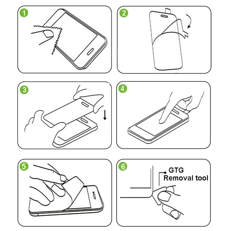 Tempered glass screen protector installation steps diagrams, alignment and removal tool