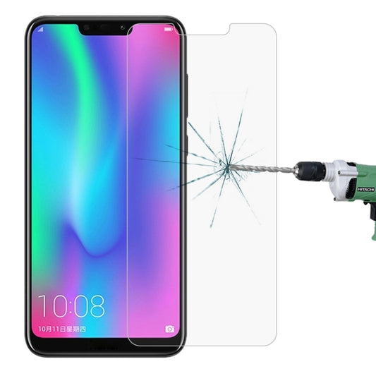 Tempered glass screen protector with curved clear panel for Honor 8C, phone front view