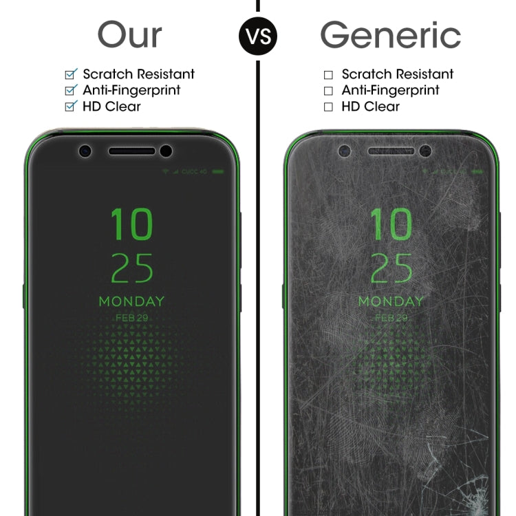Tempered glass screen protector vs generic, both show clear HD screen coverage