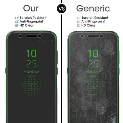 Tempered glass screen protector vs generic, both show clear HD screen coverage