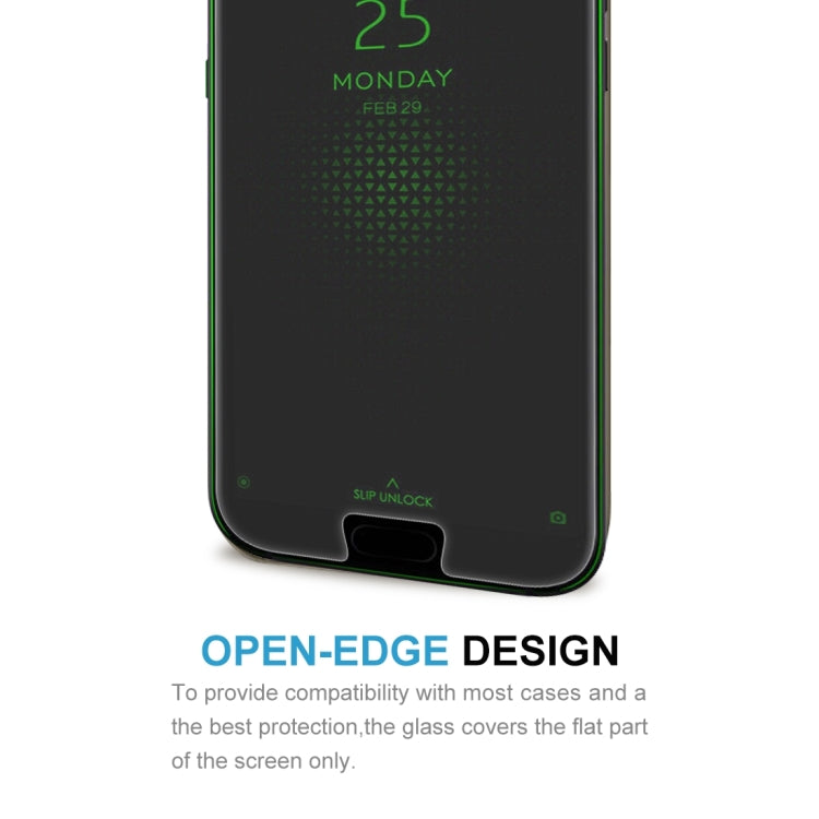 Open-edge tempered glass screen protector covering flat screen area only