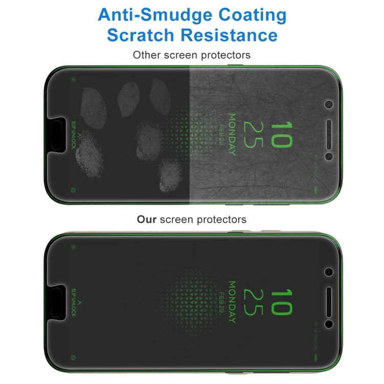 Tempered glass screen protector film with anti-smudge coating and scratch resistance