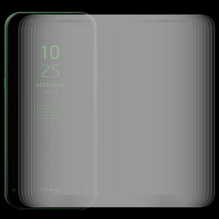 Tempered glass screen protector film set with clear rectangular glass pieces