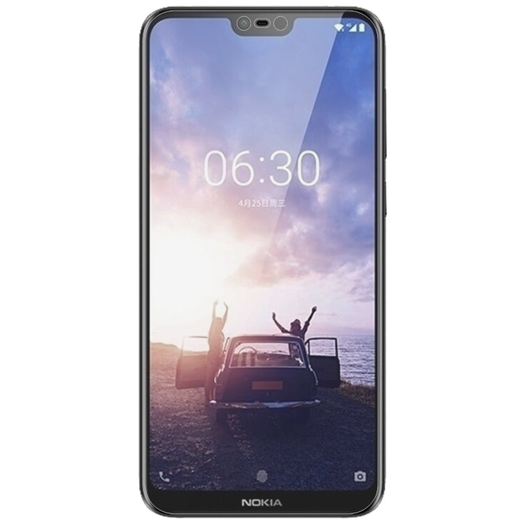 Tempered glass screen protector film for Nokia X6, covering front screen with cutouts