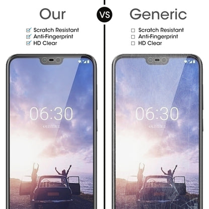 Tempered glass screen protector film comparison for Nokia X6, anti-scratch and anti-fingerprint