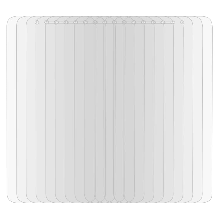 Set of clear 2.5D tempered glass screen protector films in stacked packaging