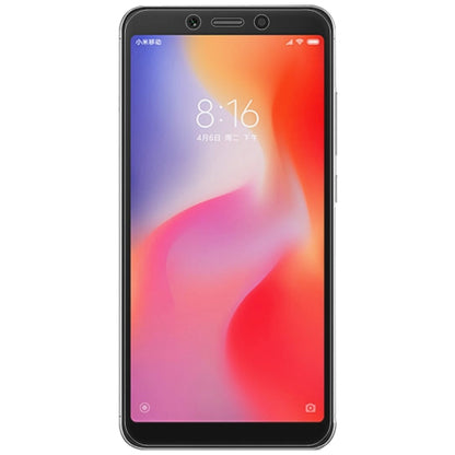 Tempered glass screen protector film applied on a Redmi 6A smartphone