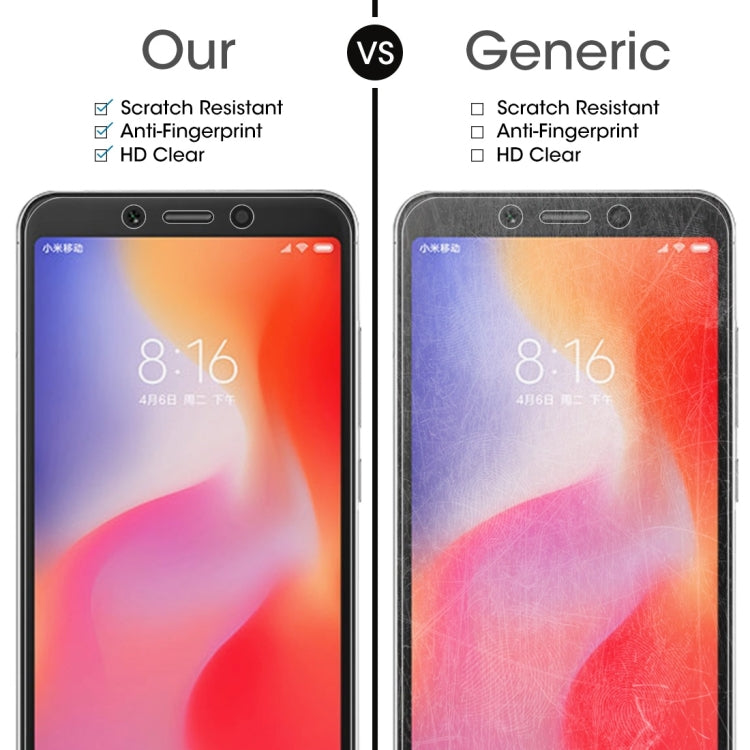 Tempered glass screen protector vs generic, showing clear fit and scratch resistance icons