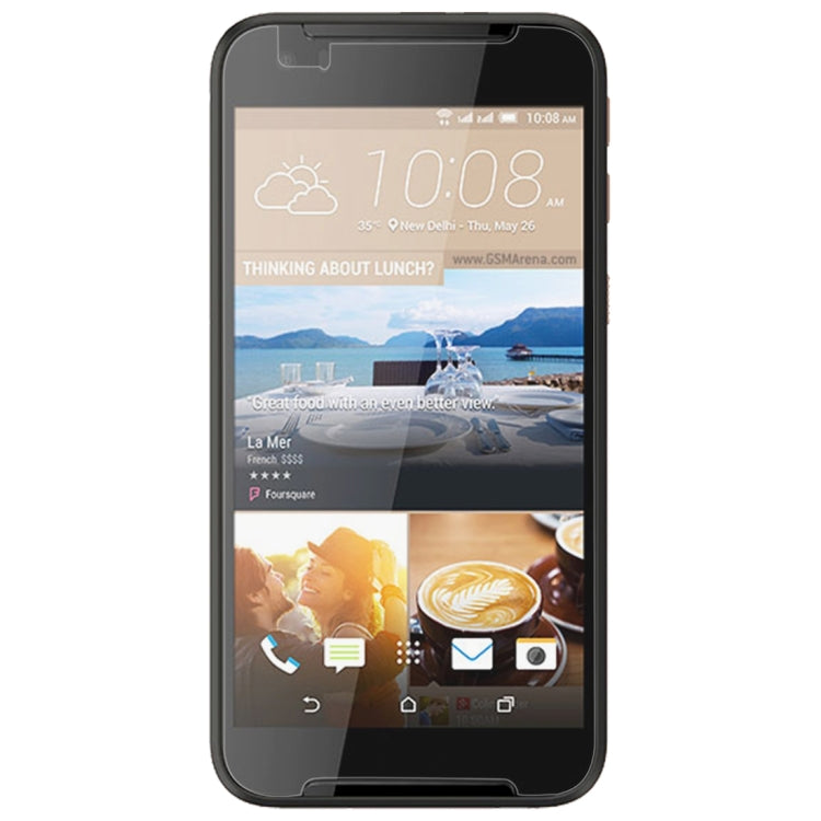 Tempered glass screen protector on a smartphone front, clear protective film