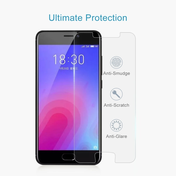 Tempered glass screen protector film with scratch and anti-glare protection icons