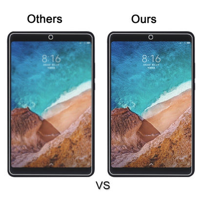 Tablet screen protector comparison showing clearer view with 'Ours' design