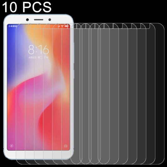 Set of 10 tempered glass screen protector films for Xiaomi Redmi 6A, 2.5D edge.