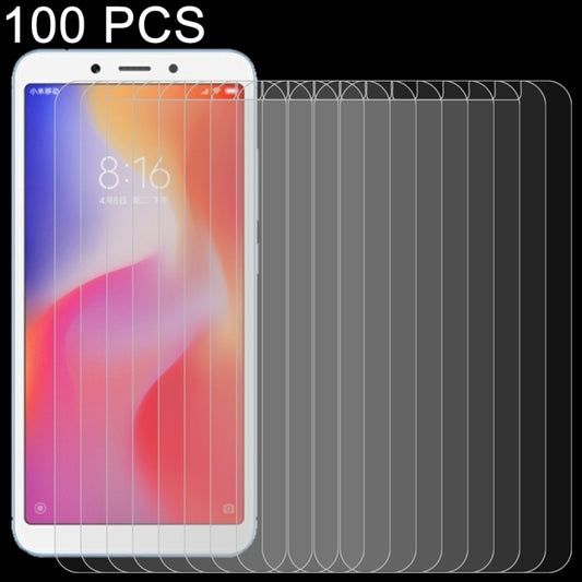 Tempered glass screen protector set for Xiaomi Redmi 6A, clear 2.5D film (100 pcs)