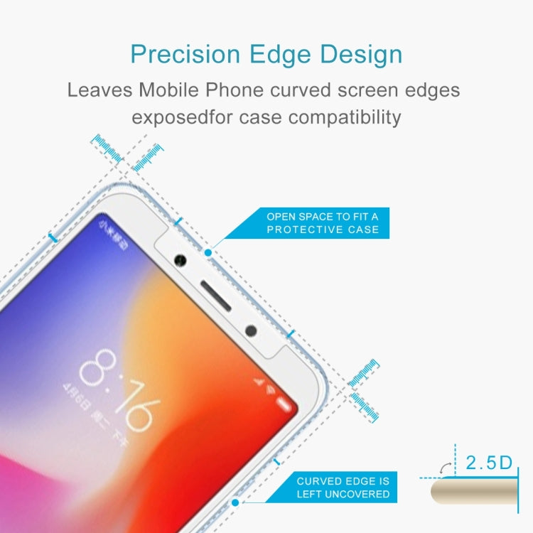 Curved 2.5D tempered glass screen protector for Xiaomi Redmi 6A, open-edge design