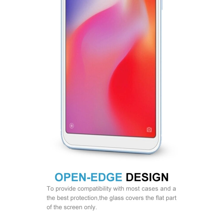 Tempered glass screen protector for Xiaomi Redmi 6A, open-edge coverage for case use