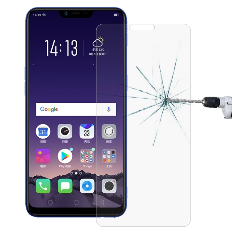 Tempered glass screen protector with phone fit and scratch-impact test pattern