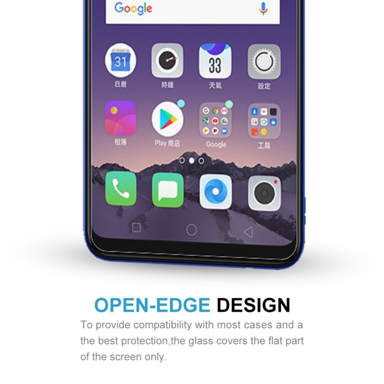 Open-edge tempered glass screen protector covering flat display area only