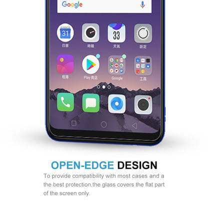 Open-edge tempered glass screen protector covering flat display area only