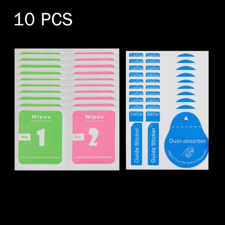 Screen protector cleaning wipes set with wet and dry wipes, plus dust absorber